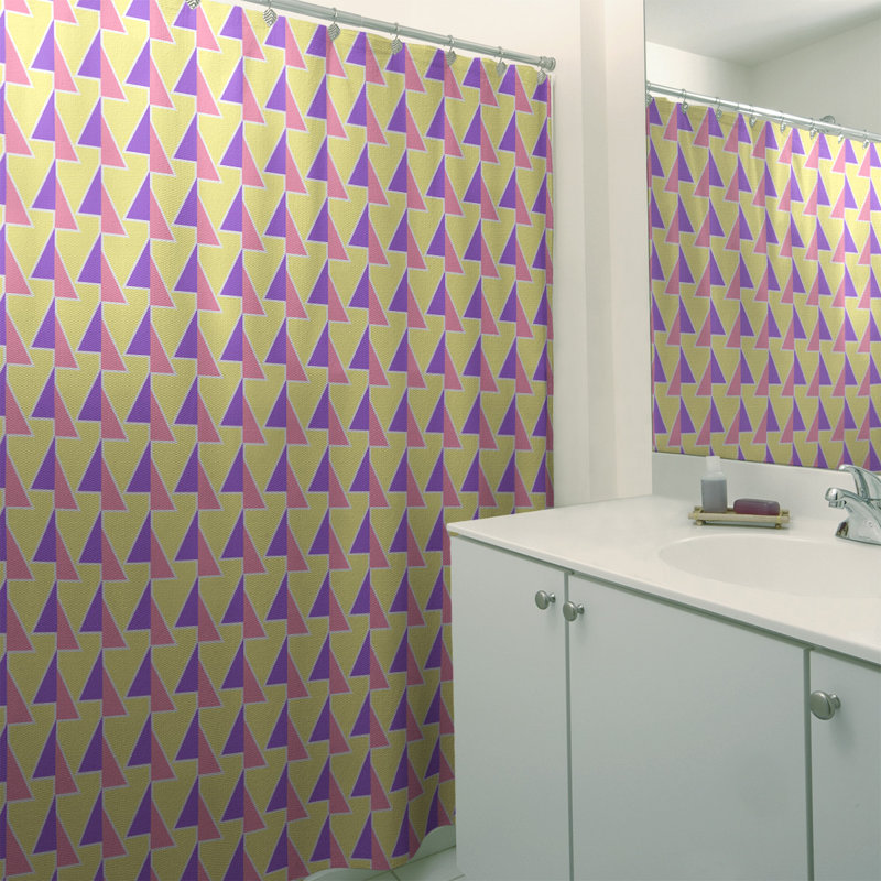 Rideau de douche à flèches décalées, Mauve jaune, rose
