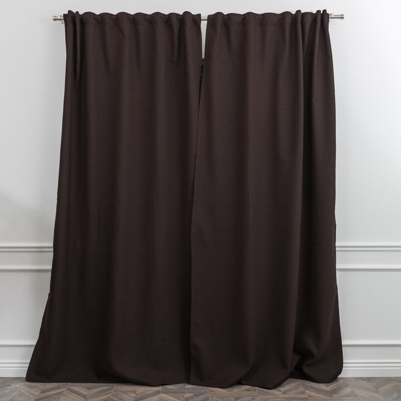 Room Darkening Single Curtain Panel, 260cm Width x 265cm Drop, Dark Brown