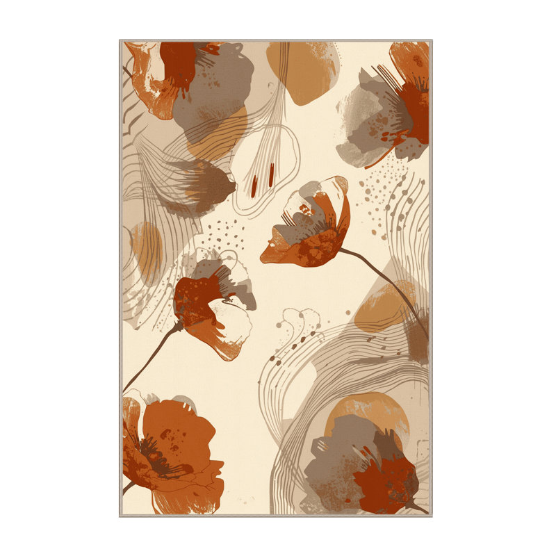 Tapis abstrait moelleux et moelleux à motif abstrait coquelicot Calvin, 4 x 2
