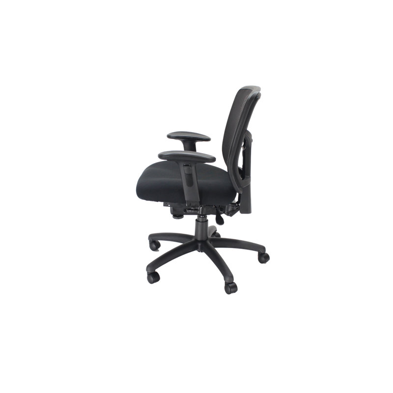 Chaise de bureau en Y avec dossier en filet et accoudoirs réglables, noir, Noir