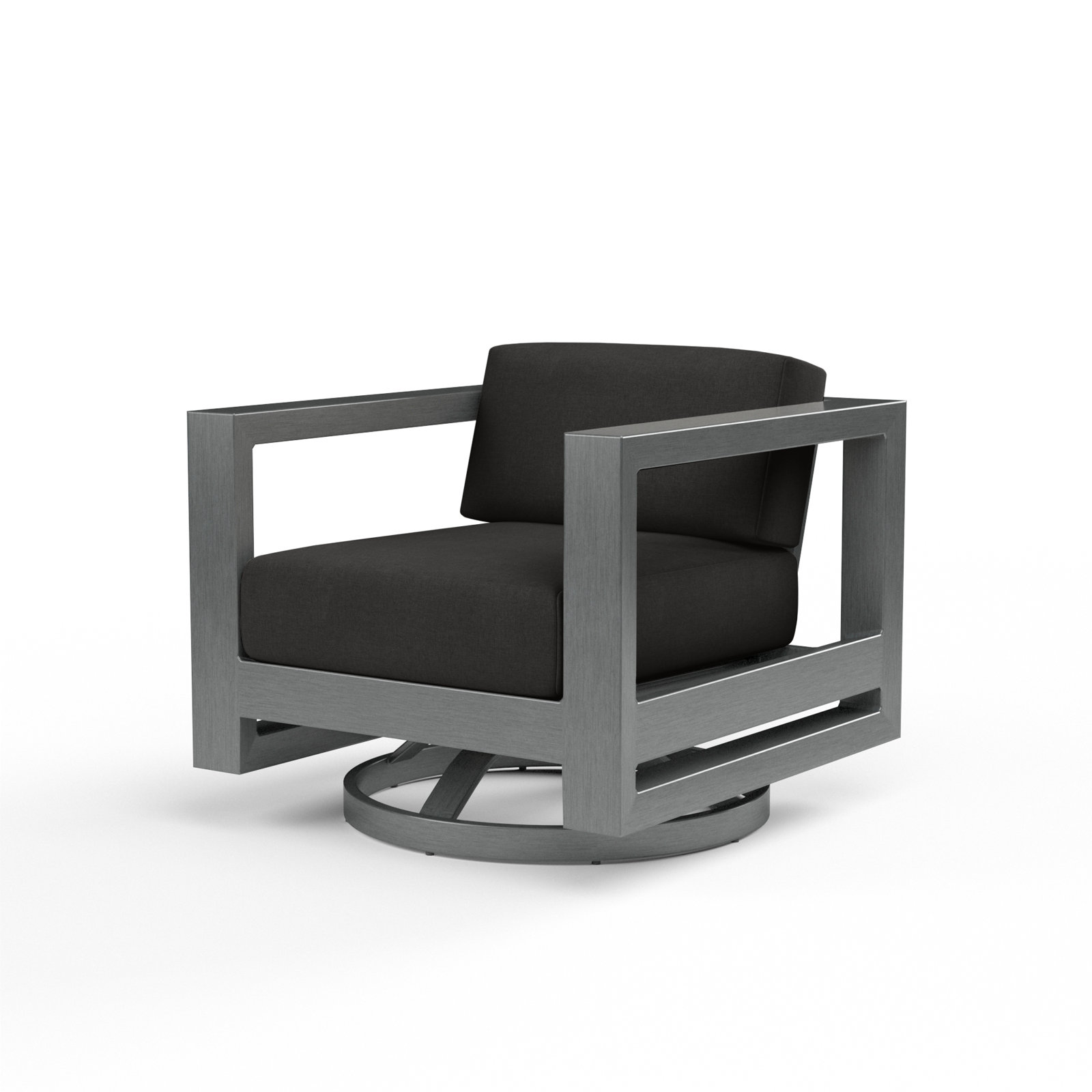 Georgie Swivel Aluminum Outdoor Lounge Chair , Sunbrella® Cushions Included, Spectrum Carbon Sunbrella® Plainweave