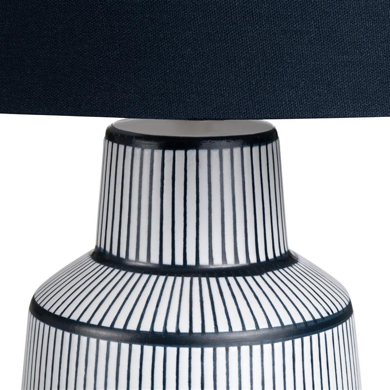 29" Ceramic Table Lamp With Blue Shade