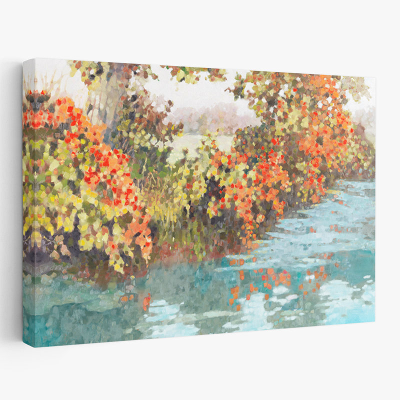 Paysage, nature, plantes, fleurs, abstrait, ruisseau, art mural III, H 16 po x l 24 po