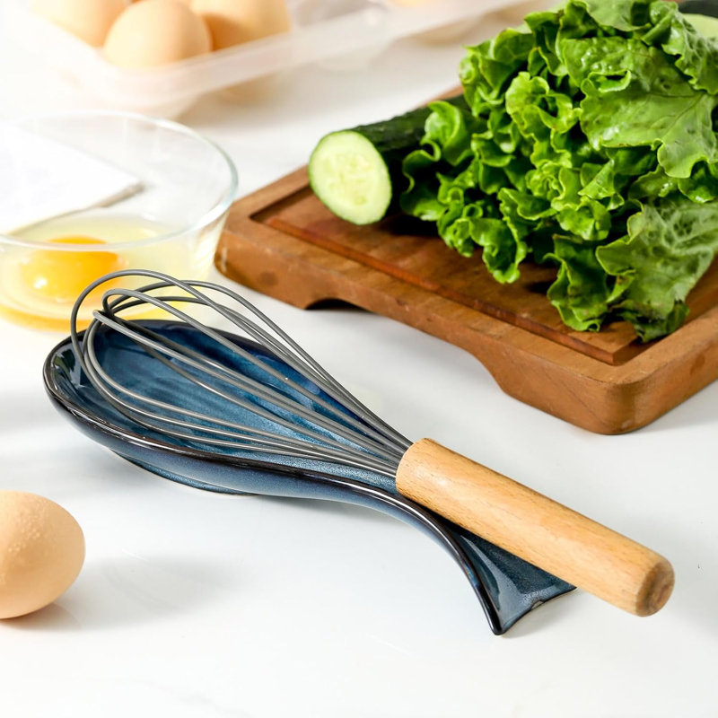 Repose-cuillère en céramique pour dessus de cuisinière, bleu (1 pièce)