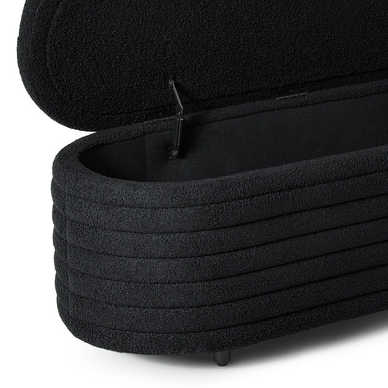 Banc de rangement en sherpa Bayville, H 18,1 po x l 54 po x P 19 po, Noir
