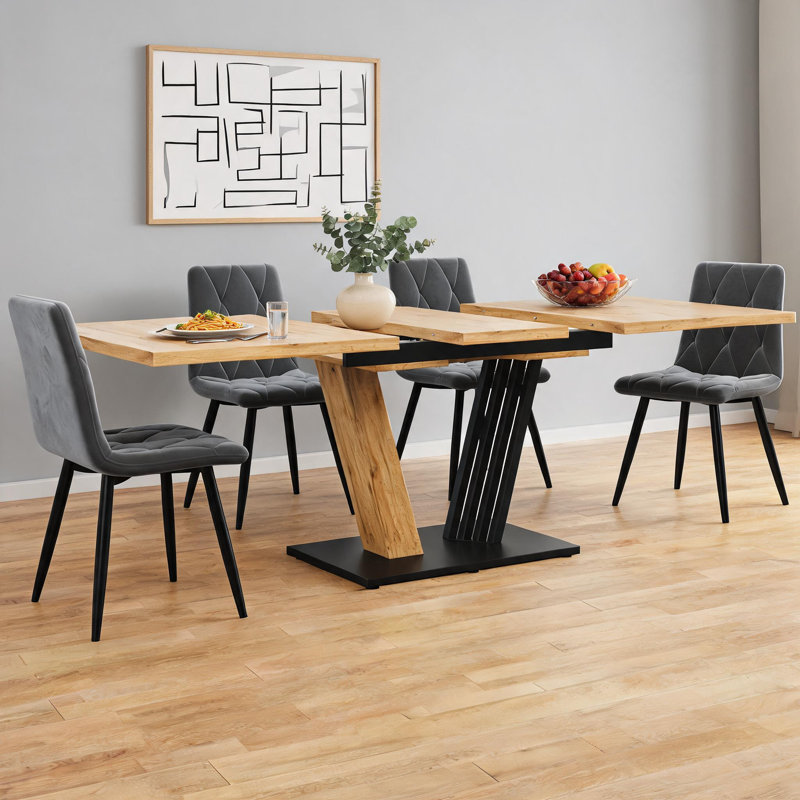 Extendable Metal Base Dining Table