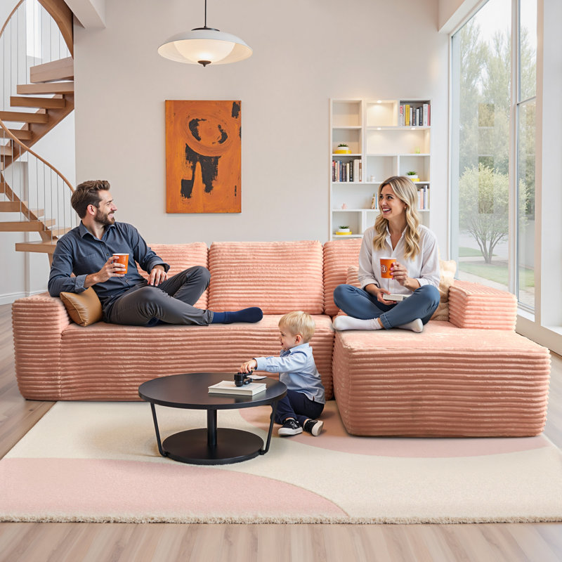 Boneless 106" Cloud Upholstered Sectional Couch With L-shape Chaise Modern Modular Sofa For Living Room Bedroom