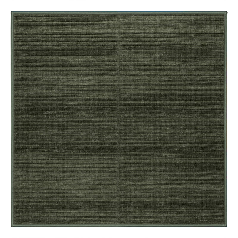 Machine Washable Solid Green Area Rug, Square 6'