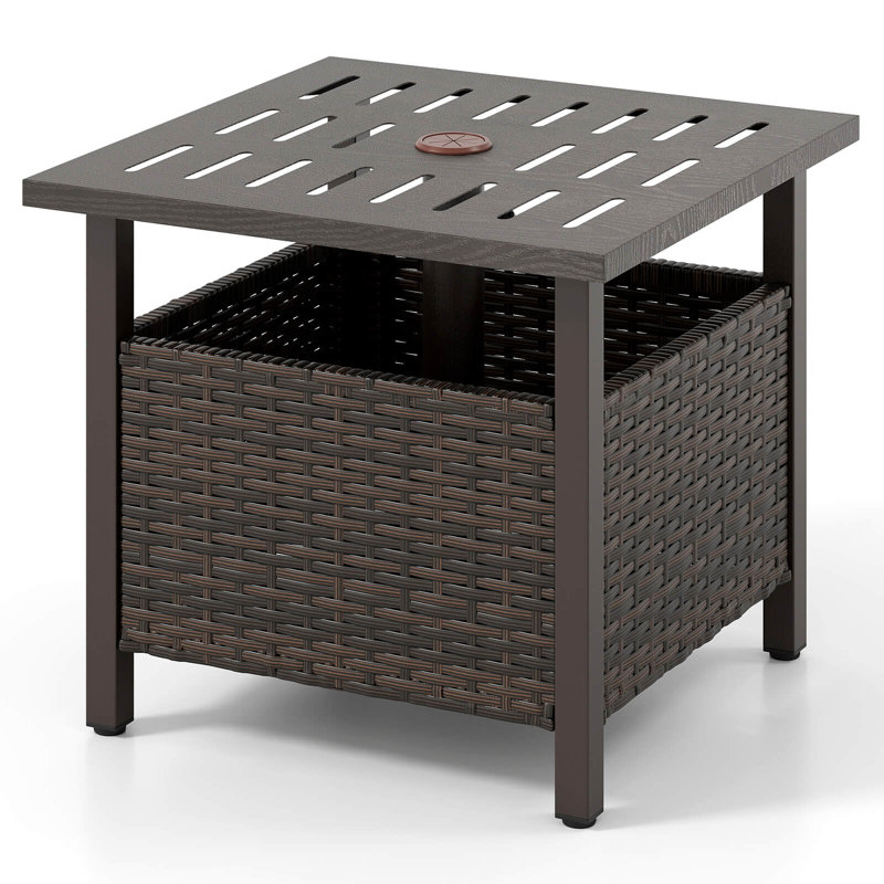 Table d'appoint d'extérieur avec parasol de 1,93 po et plateau de table en alliage de fer pour piscine