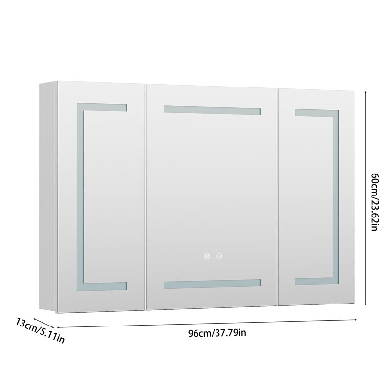 96mm W 60mm H Frameless Medicine Cabinet Mirror Fixed