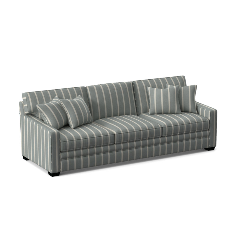 Gramercy Park Sofa, Black Finish, Light Blue and White Stripe; 0256-54