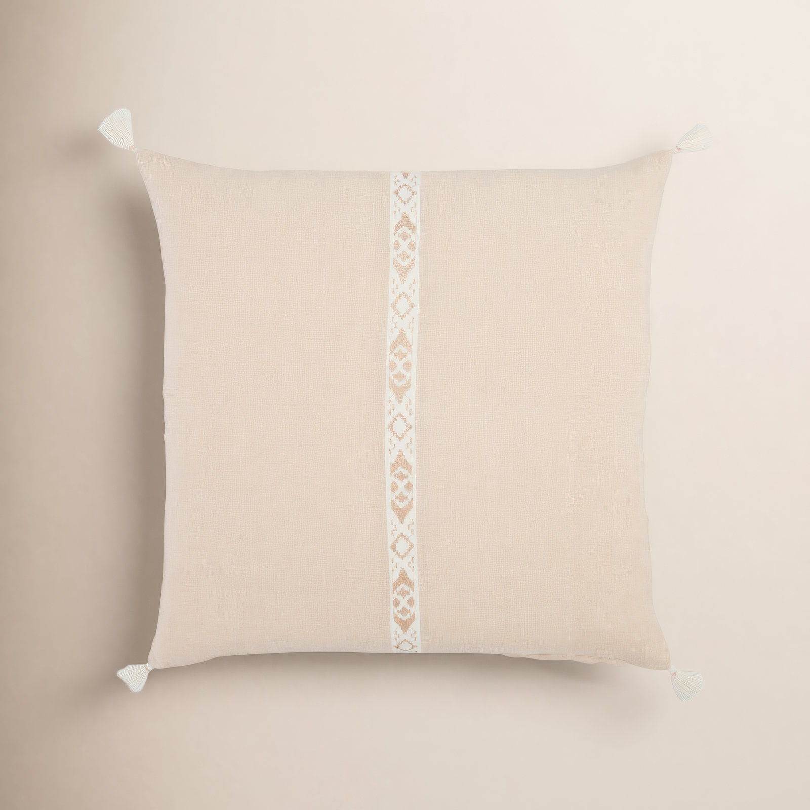 Griffin Embroidered Throw Pillow, Down, Beige