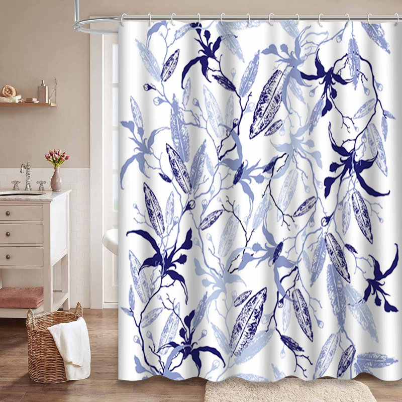 Rideau de douche à motif floral avec 12 crochets, 72" L x 72" W