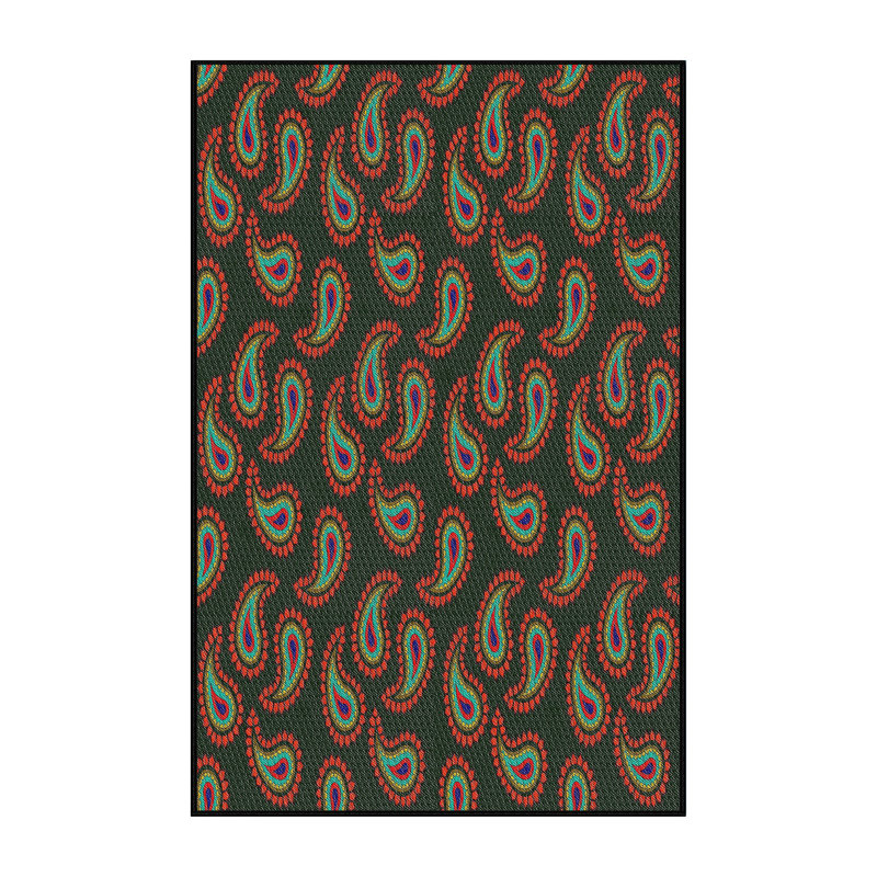 Tapis vert/brun tissé à la machine, Rectangle 7 pi x 9 pi