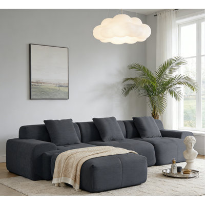 113" Modern L-Shaped Modular Sectional Sofa