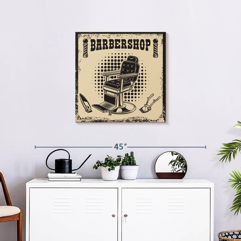 Enseigne murale rétro Khylige Barbershop, H 24 po x l 24 po