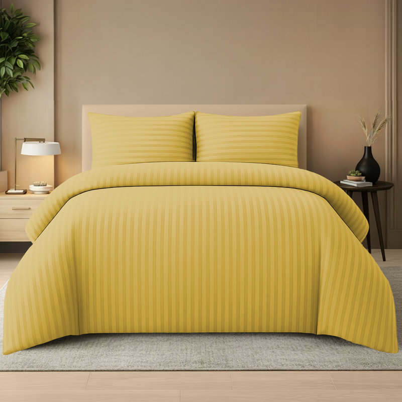 Microfiber Striped Duvet Cover Set, Double