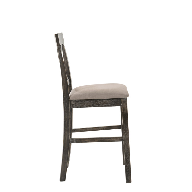 Chaise à hauteur de comptoir en lin brun clair et gris vieilli (ensemble de 2)