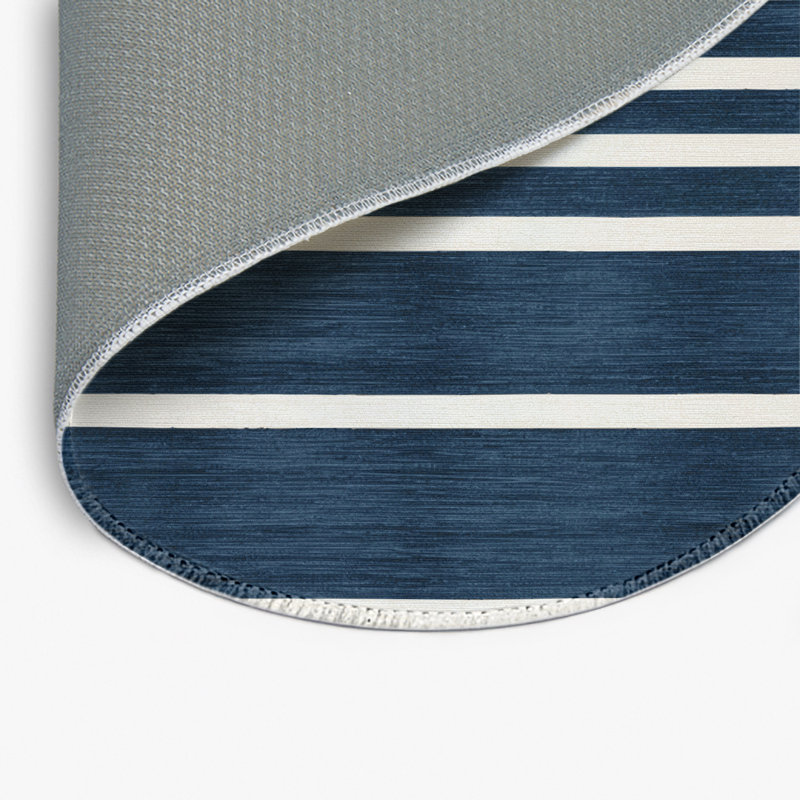 Tapis intérieur / extérieur gris HorizontalStripes, Rond 5 pi