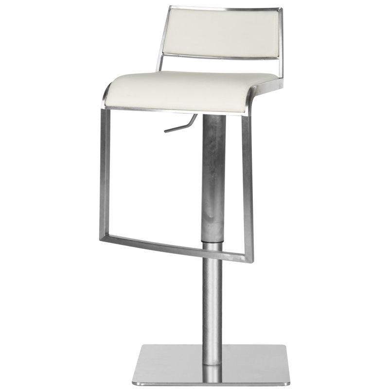 Koblick Swivel Upholstered Adjustable Height Counter Stool, White