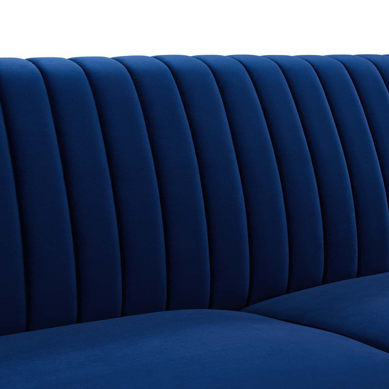 Winsome Channel Tufted Performance Velvet Sofa, Navy Velvet