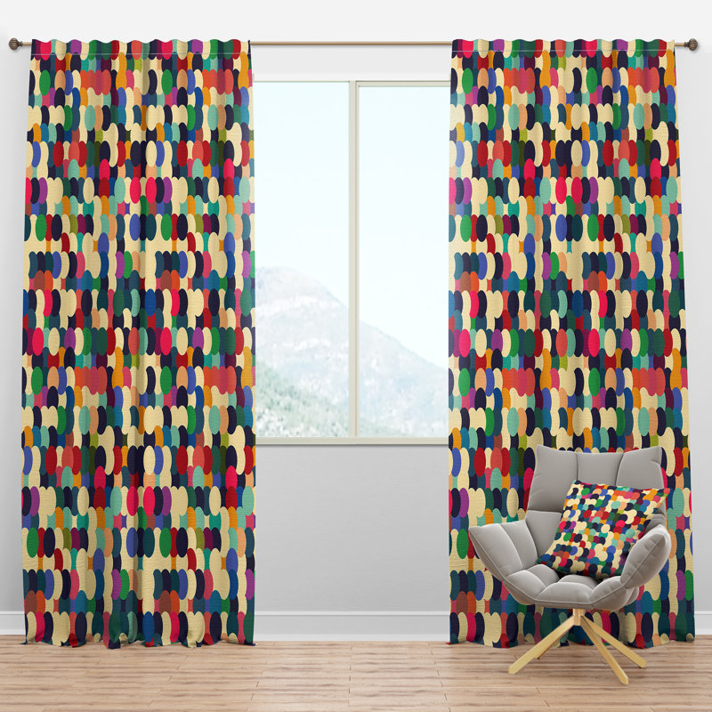 Panneau de rideau simple semi-diaphane avec passe-tringle Circles, l 52 po x L 120 po