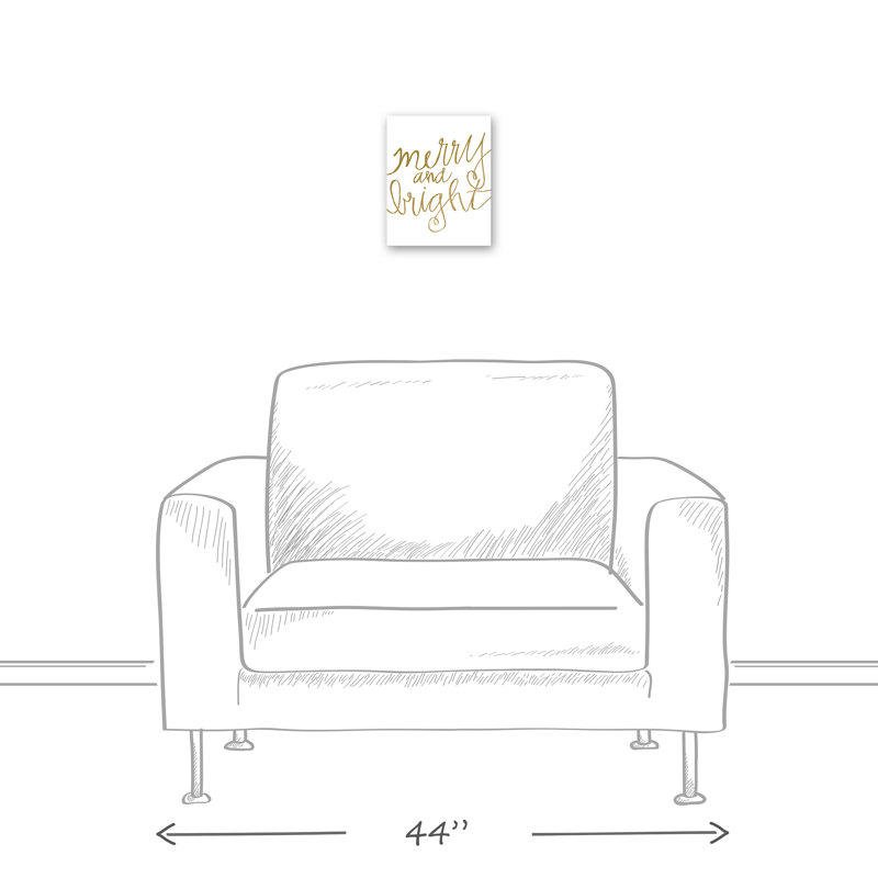 " Gold Merry And Bright ", Wrapped Canvas, 10" H x 8" W