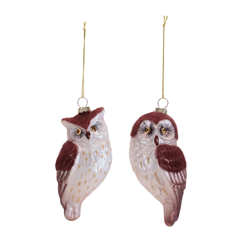 Ensemble de 12 décorations en verre hibou