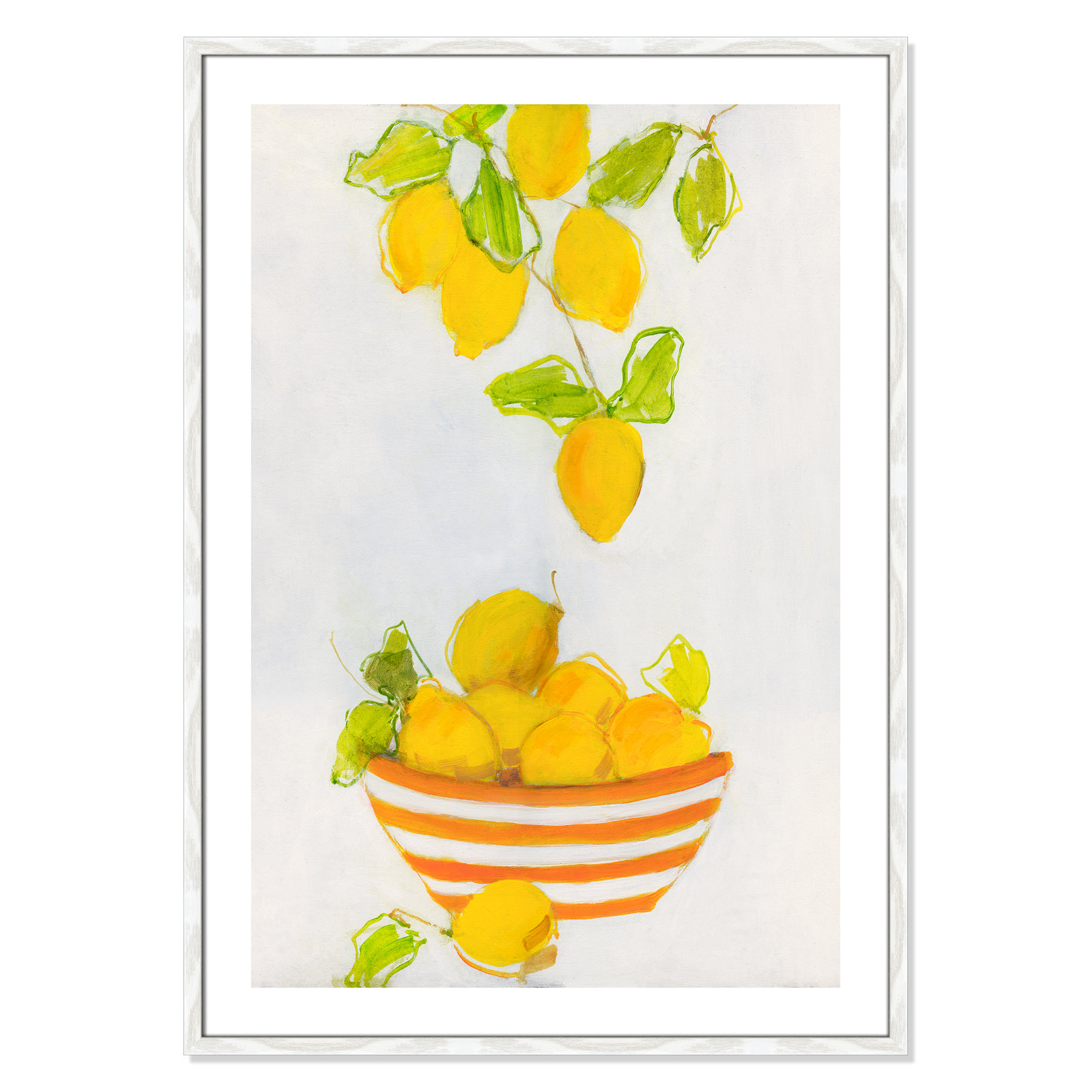 Darcy "Lemonlicious" Painting by Sally Swatland, 41.5" H x 29.5" W x 0.75" D, White Wood Framed Paper