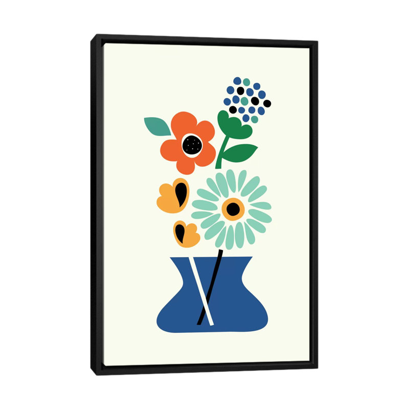 «Floral Time», impression sur toile, H 26 po x l 18 po x P 1,5 po, Toile avec cadre noir, Pas de tapis
