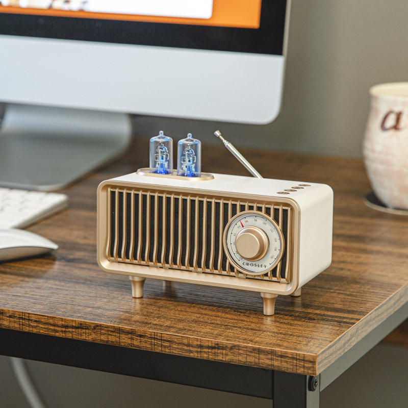 Milton White Sand Portable Vintage Radio with Bluetooth
