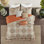 Ensemble de courtepointe réversible pour lit 6 pièces très grand / très grand - motif floral orange avec médaillons, coussins brodés, lavable à la machine pour une impression moderne, revers en tissu brossé, 2 taies décoratives