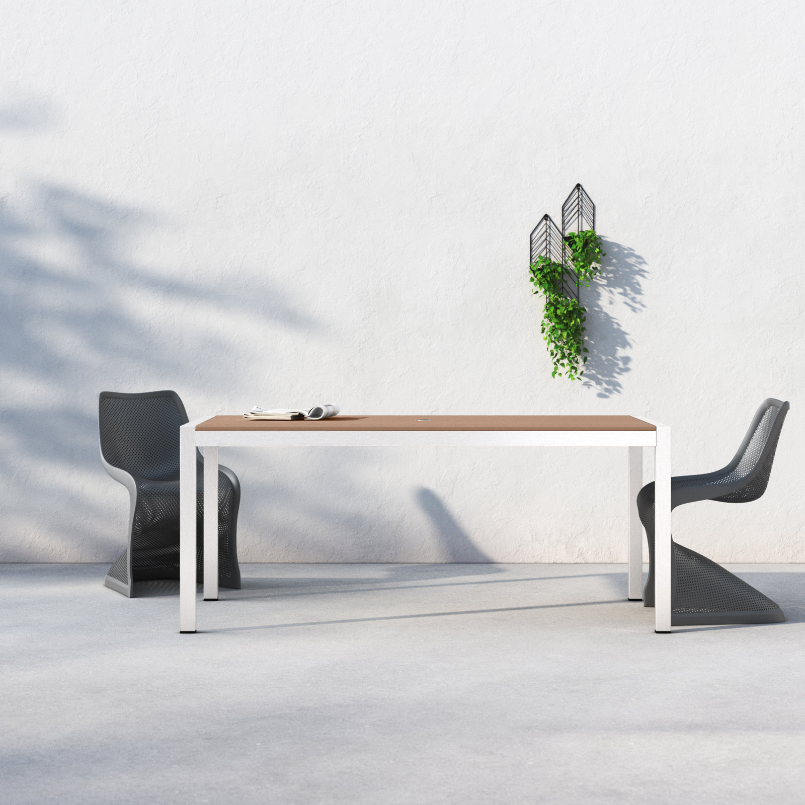 Devan 71 " Patio Dining Table, White, Teak