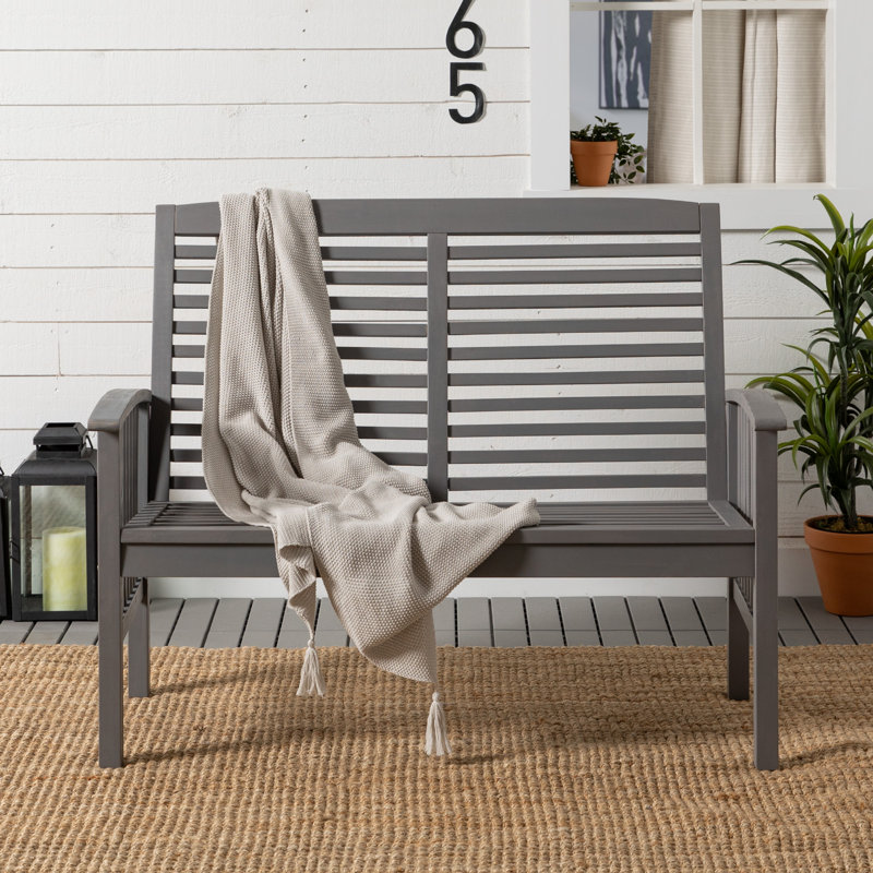Solid Wood Acacia Outdoor Bench, Grey Wash