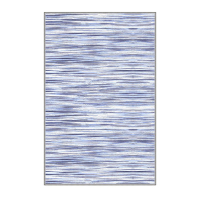 Tapis bleu / blanc en polyester tissé à la machine à motif abstrait Fraiture