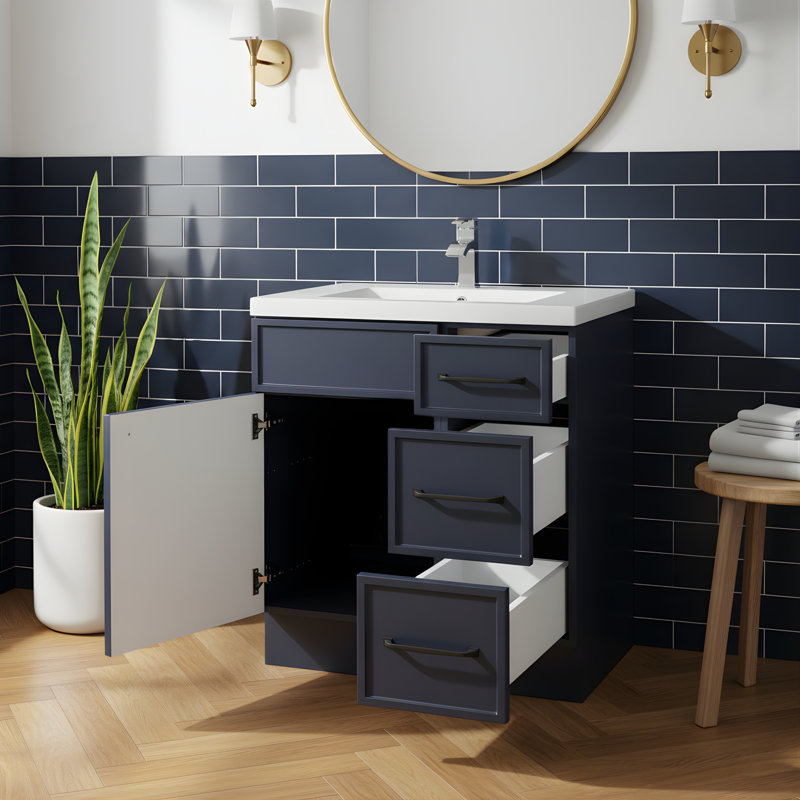 Ensemble de meuble-lavabo simple 30 po Manhattan, Noir, Bleu, 30"