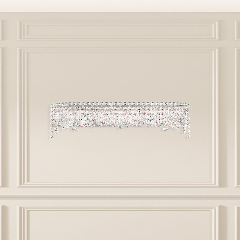 Chantant 4 Light 24.5in x 8.5in Bath Vanity & Wall Light in Polished Stainless Steel with Clear Radiance Crystals, 6 Lights