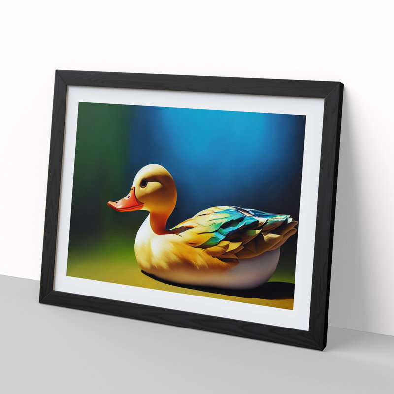 Enthralling Duck - Single Picture Frame Print, Black , 46cm H x 64cm W x 2cm D