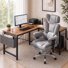 Bureau d'ordinateur en L Nahant avec chaise ergonomique multifonctionnelle à haut dossier