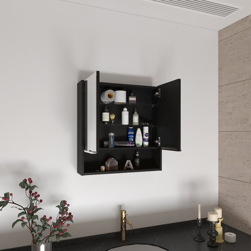Armoire à pharmacie rectangulaire avec miroir wengé, Noir