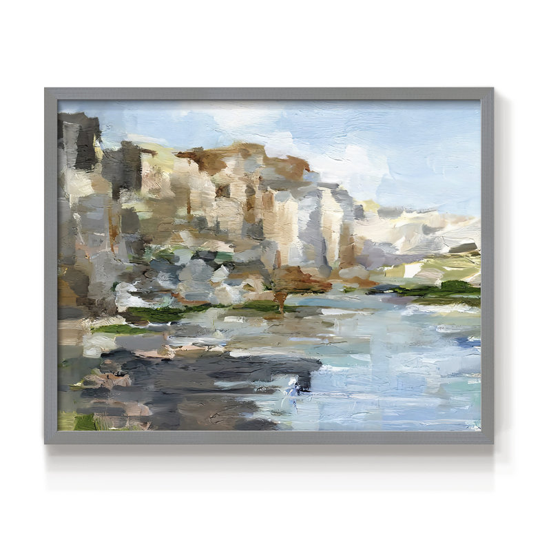 Falaises de l'Ouest I - reproduction encadrée - réarmable, H 11 po x l 14 po, Gris