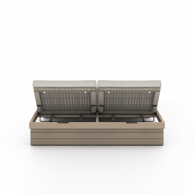 Leroy Outdoor Teak Chaise Lounge, Weathered Gray, Stone Gray