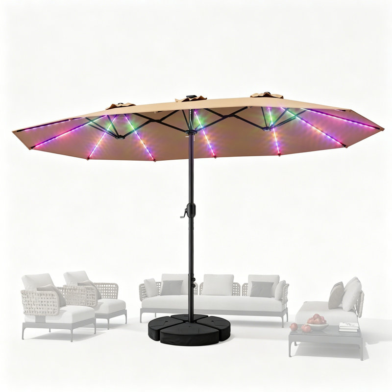 Parasol de marché rectangulaire 15 pi, Beige