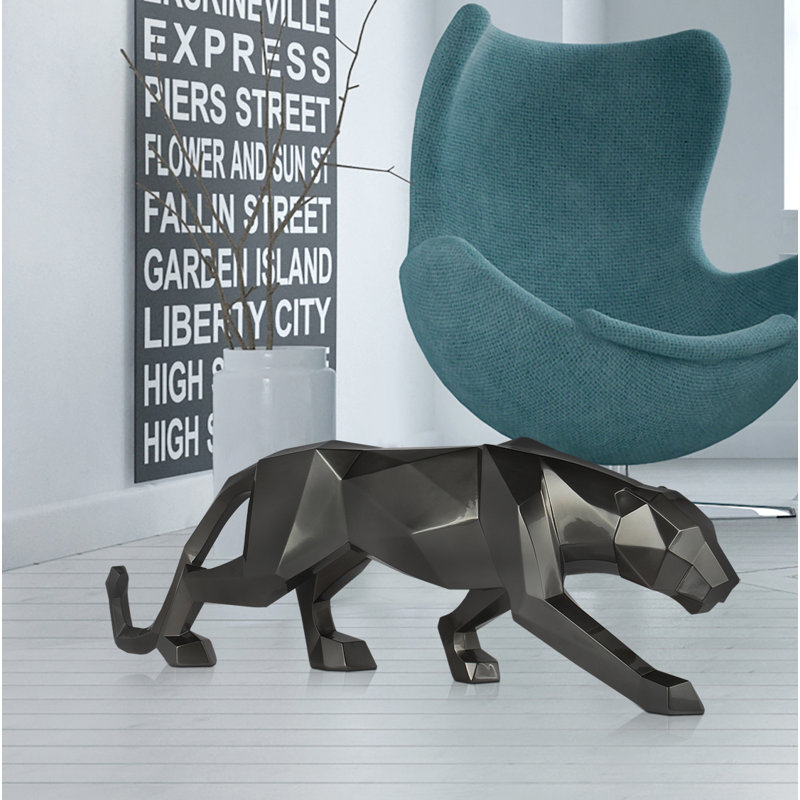 Panther Figurines & Sculptures, 31cm H x 99cm W x 18cm D, Black