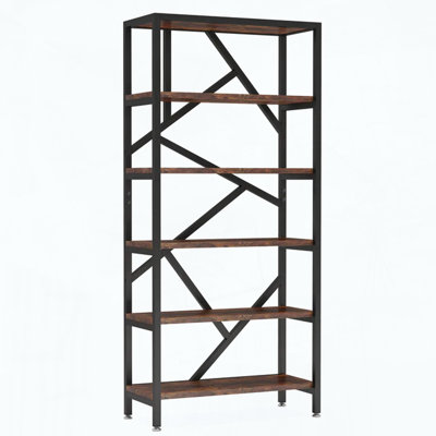 6-Tier Industrial Bookshelf with 300 lb Capacity