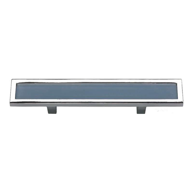 Spa 3" Center to Center Bar Pull, Polished Chrome/Blue