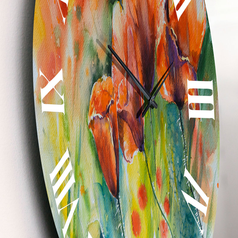 Coquelicots rouges - horloge murale traditionnelle, Petit