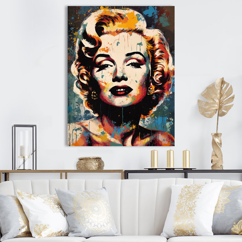 Popart Marilyn Portrait I sur impression sur toile, H 20 po x l 12 po x P 1 po, Toile tendue