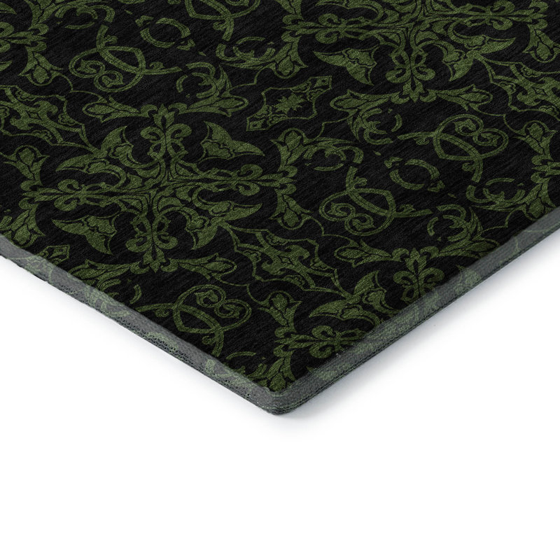 Premium Machine Washable Prisco Olive Rug, Rectangle 9' x 12'