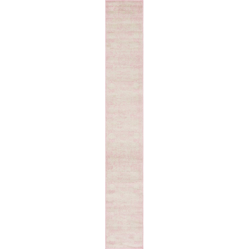 Tapis oriental rose / ivoire Fawe, Tapis de couloir 2 pi x 13 pi 1 po